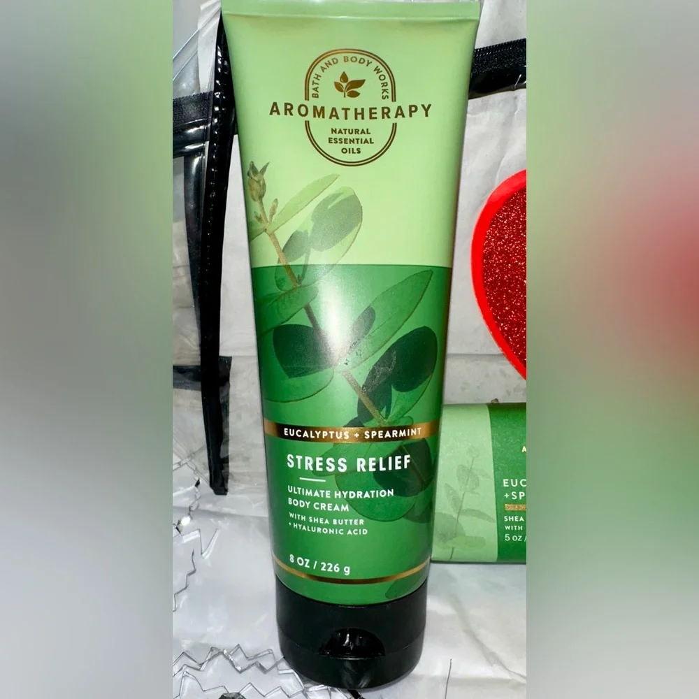 BATH & BODY WORKS AROMATHERAPY EUCALYPTUS & SPEARMENT SOAP + BODY CREAM - Picture 2 of 6